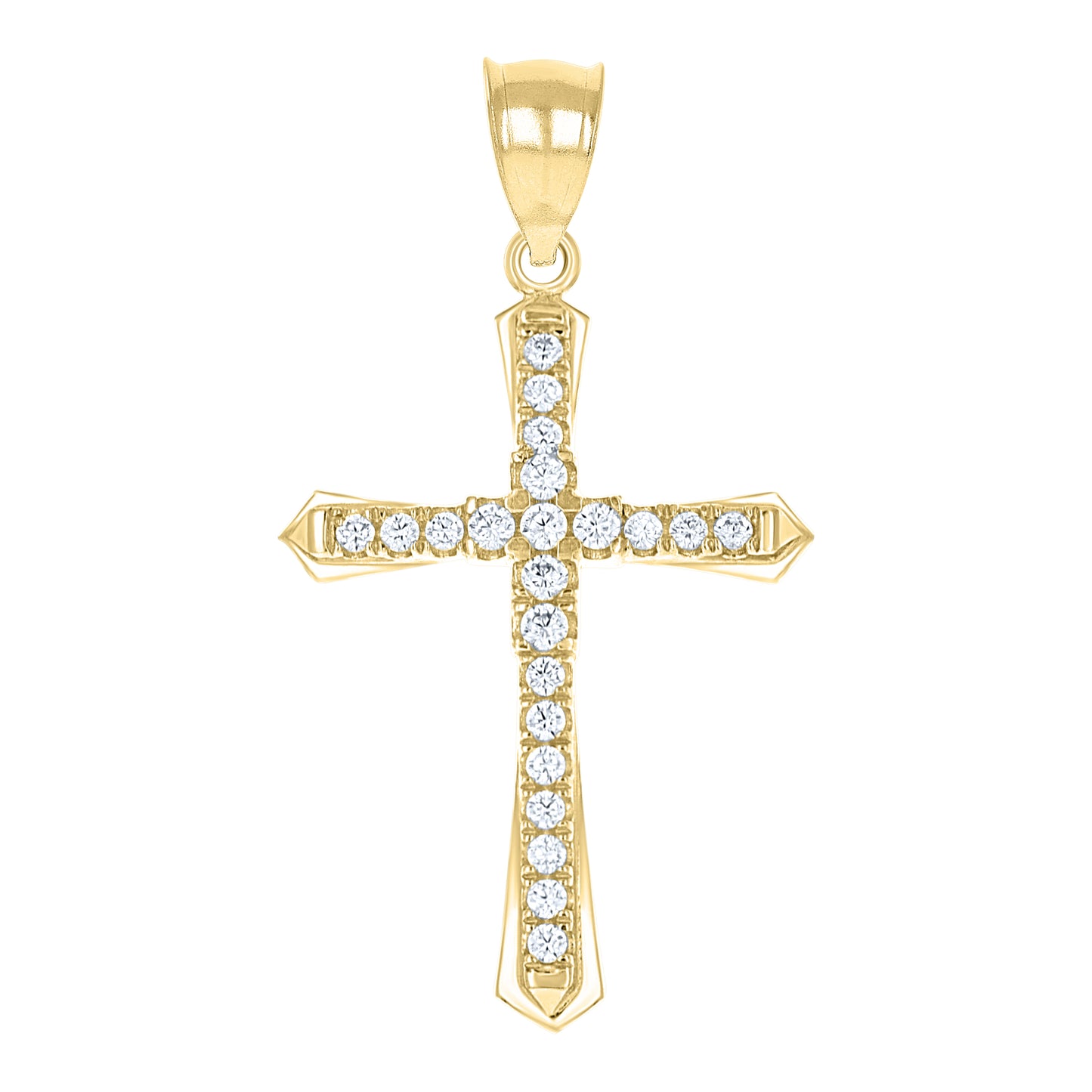 10kt Gold Two-Tone Cubic-Zirconia Womens Cross Religious Charm Pendant