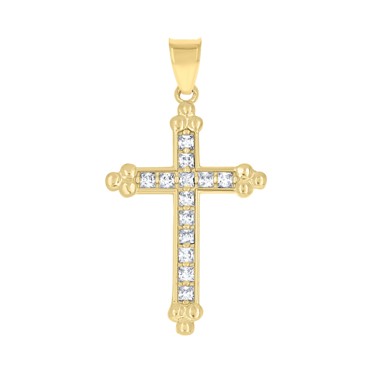 10kt Yellow Gold Mens Women Cubic Zirconia Cubic-Zirconia Budded Cross Religious Charm Pendant