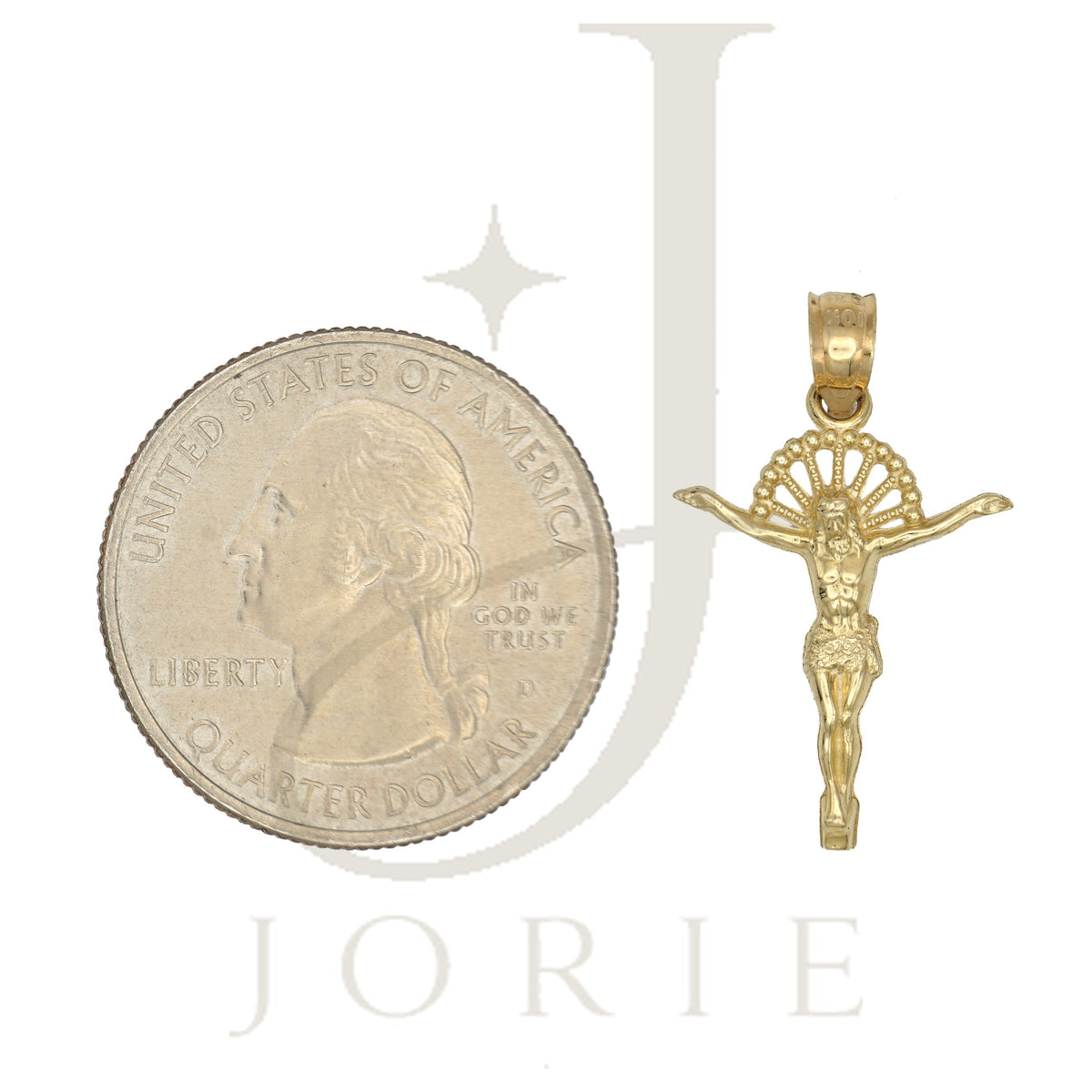 10k Yellow Gold Unisex Crucifix Religious Charm Pendant