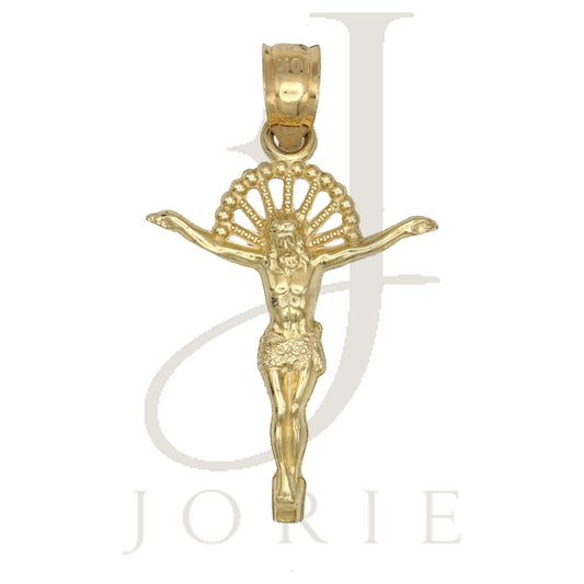 10k Yellow Gold Unisex Crucifix Religious Charm Pendant