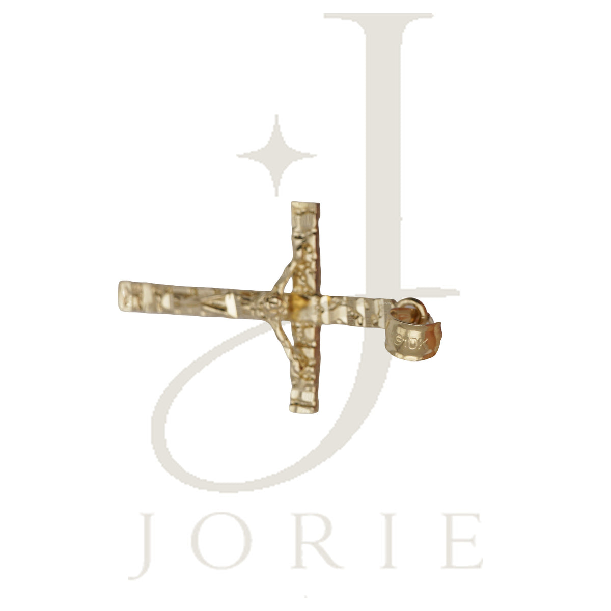 10k Yellow Gold Mens Textured Nugget Crucifix Cross Religious Charm Pendant