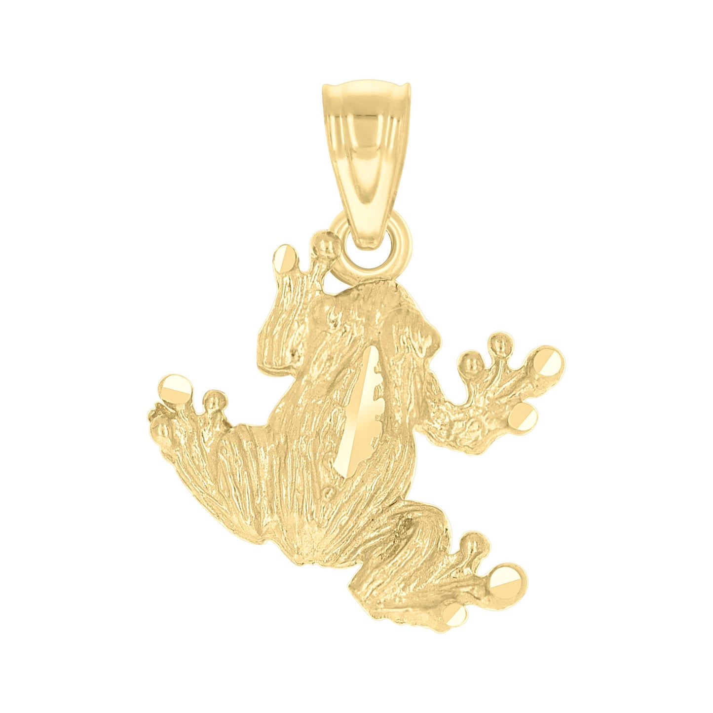 10k Yellow Gold Diamond Cut Unisex Toad Frog Animal Charm Pendant
