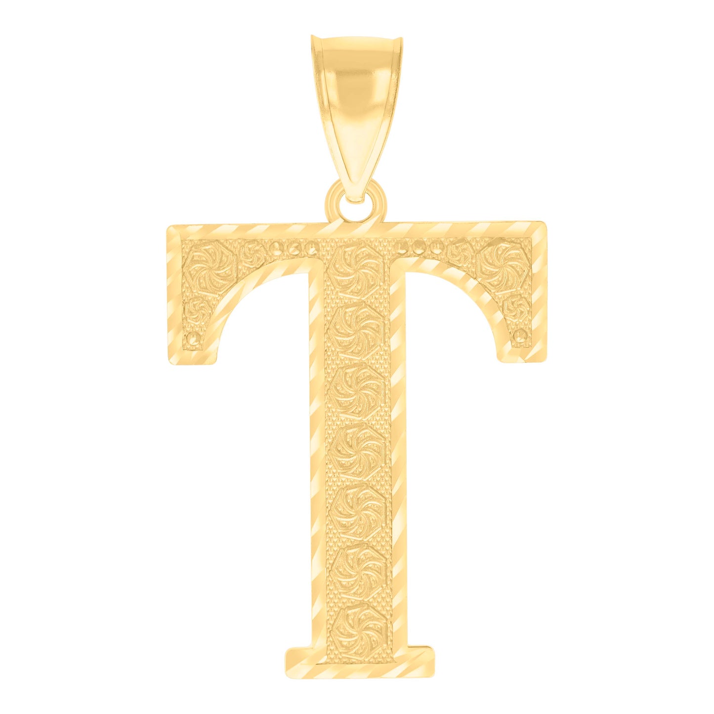10k Yellow Gold Unisex Initial Alphabet T Charm Pendant
