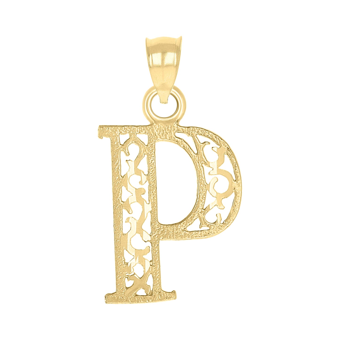 10k Yellow Gold Unisex Initial Letter P Charm Pendant