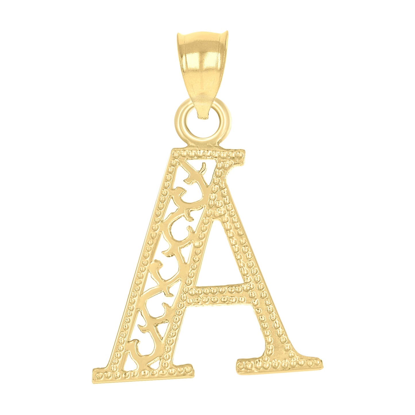 10k Yellow Gold Unisex Letter A Charm Pendant