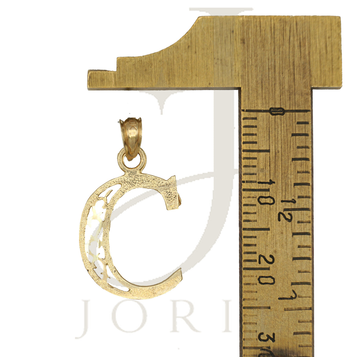 10k Yellow Gold Unisex Initial Letter Alphabet C Charm Pendant