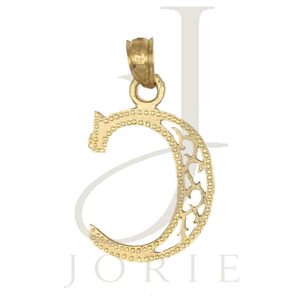 10k Yellow Gold Unisex Initial Letter Alphabet C Charm Pendant