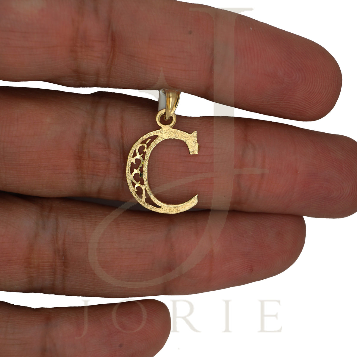 10k Yellow Gold Unisex Initial Letter Alphabet C Charm Pendant