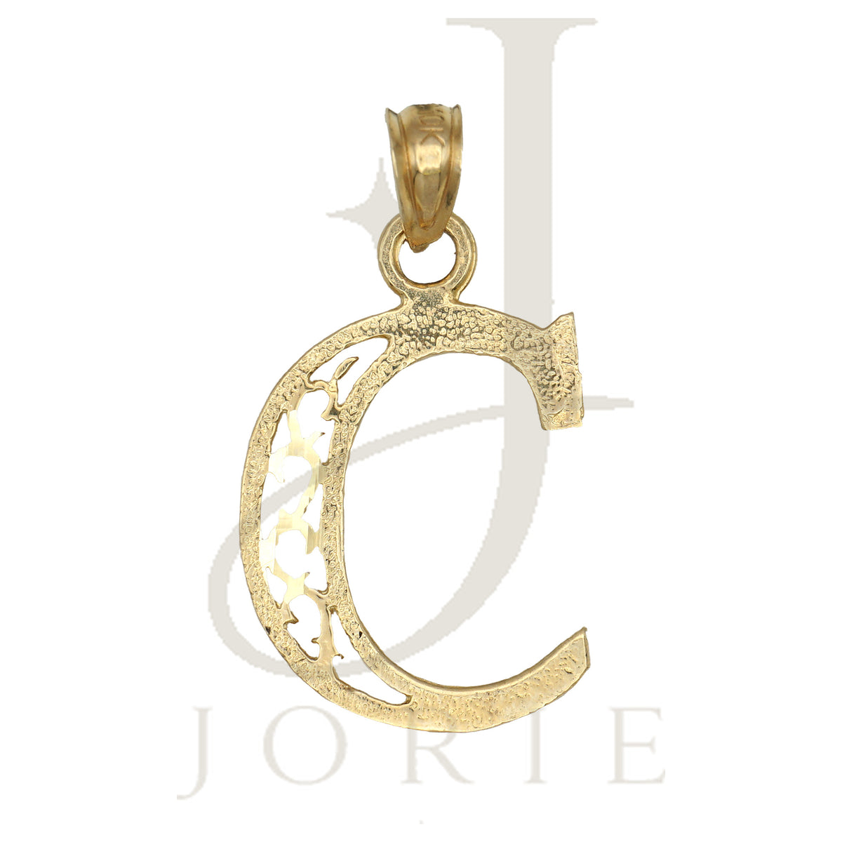 10k Yellow Gold Unisex Initial Letter Alphabet C Charm Pendant