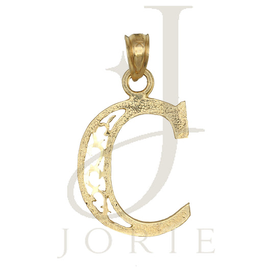 10k Yellow Gold Unisex Initial Letter Alphabet C Charm Pendant