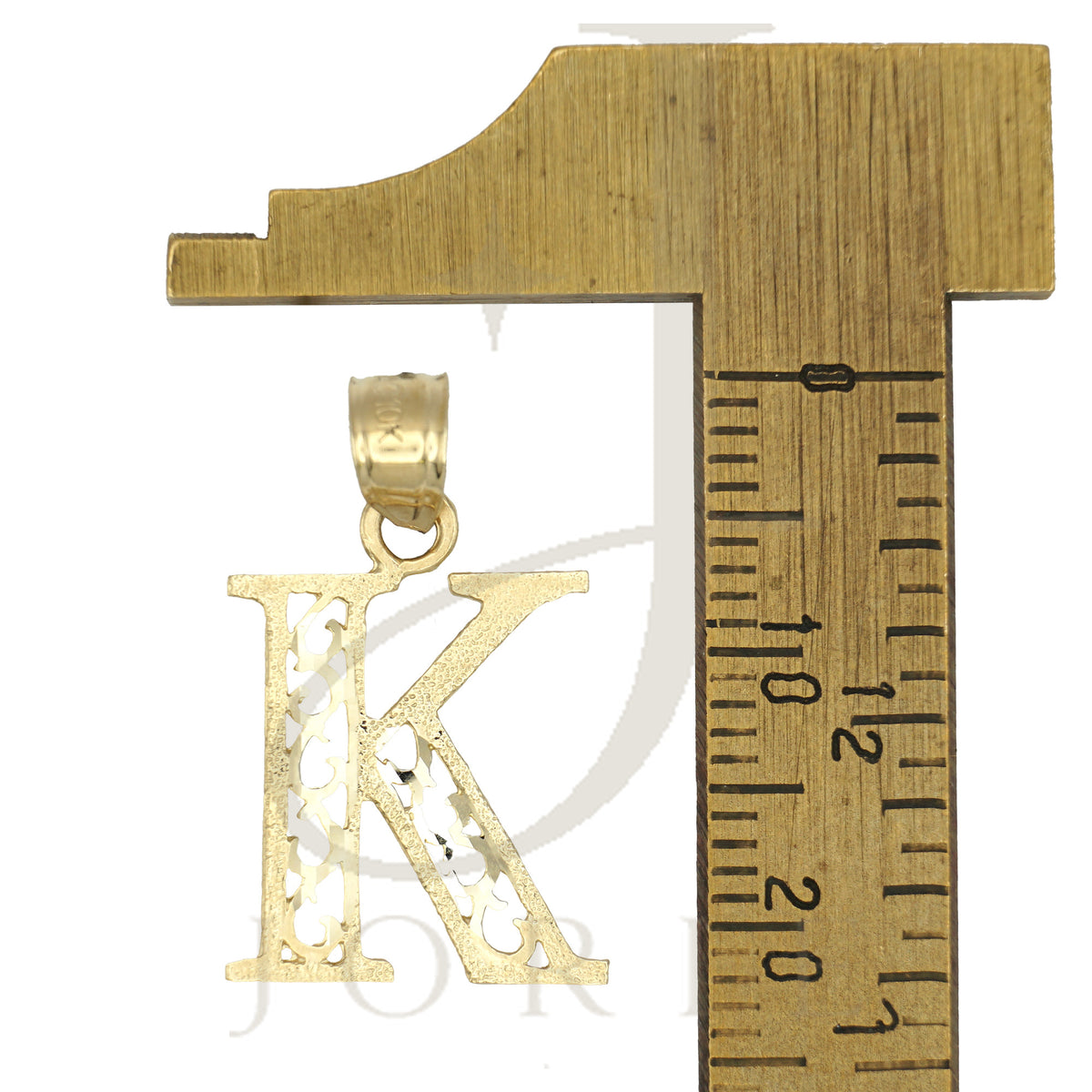10k Yellow Gold Unisex Letter Alphabet K Initial Charm Pendant