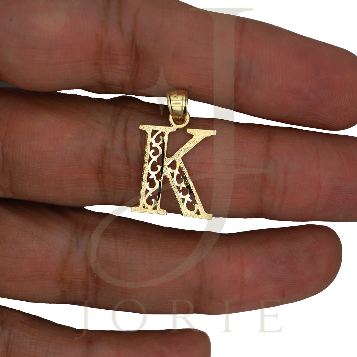 10k Yellow Gold Unisex Letter Alphabet K Initial Charm Pendant