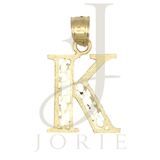 10k Yellow Gold Unisex Letter Alphabet K Initial Charm Pendant