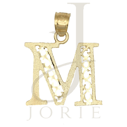 10k Yellow Gold Unisex Initial Letter Alphabet M Charm Pendant