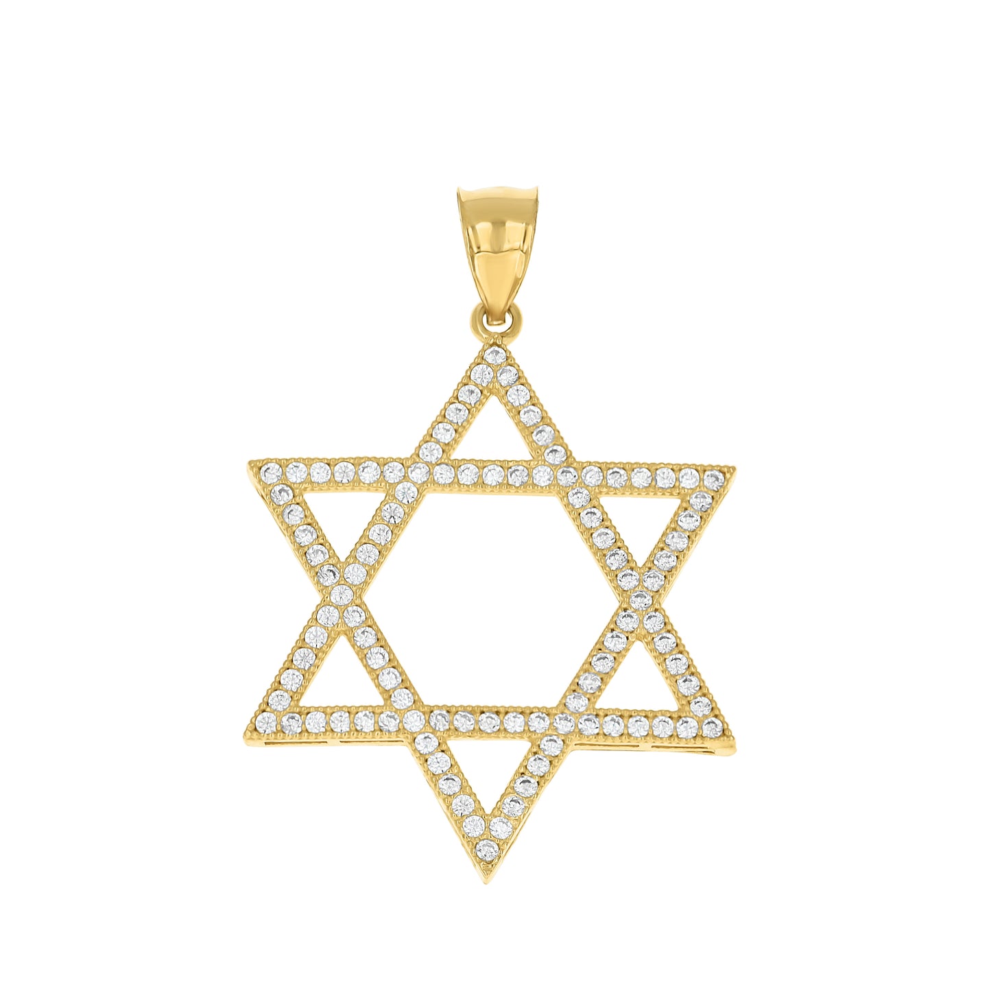 10kt Two-Tone Gold Mens Cubic Zirconia Cubic-Zirconia Star Of David Charm Pendant