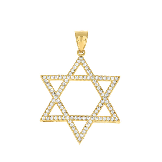 10kt Two-Tone Gold Mens Cubic Zirconia Cubic-Zirconia Star Of David Charm Pendant