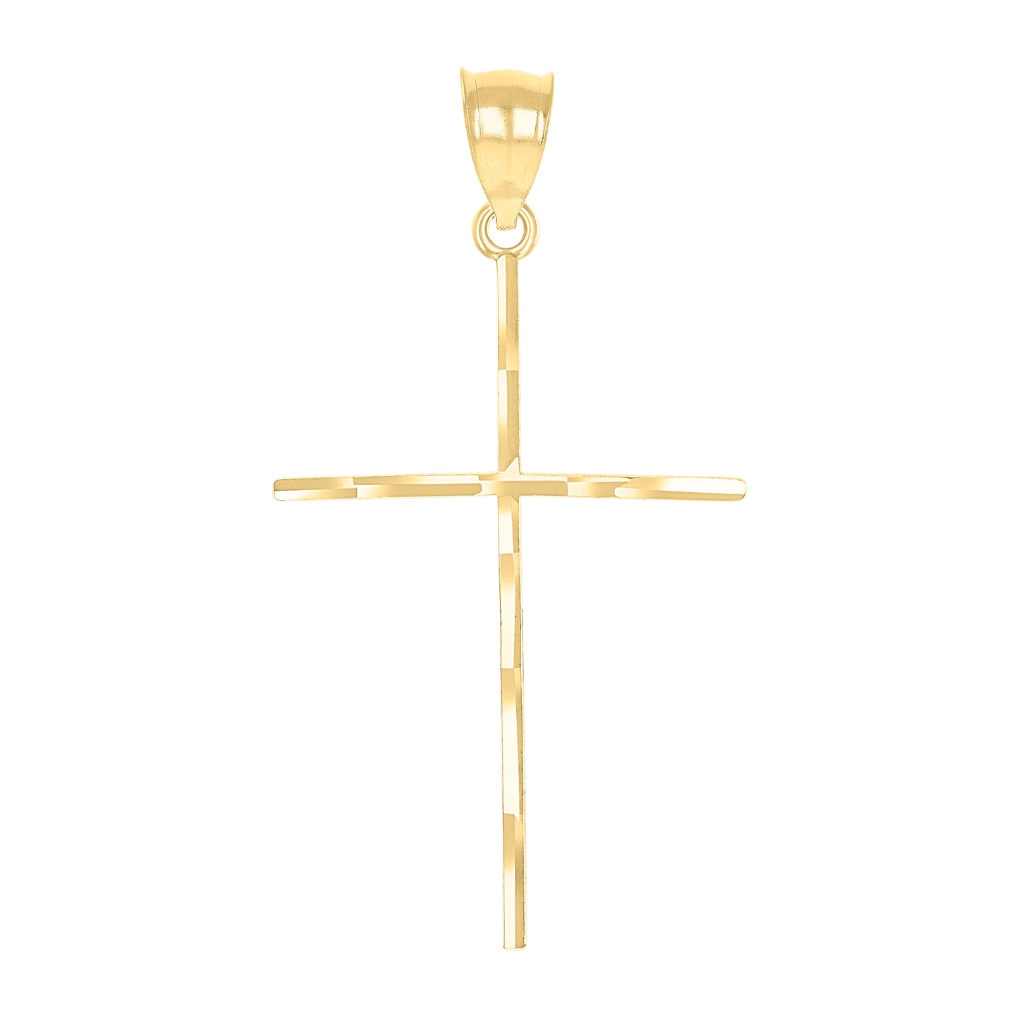 10kt Gold Two-Tone Diamond-Cut Mens Cross Religious Charm Pendant