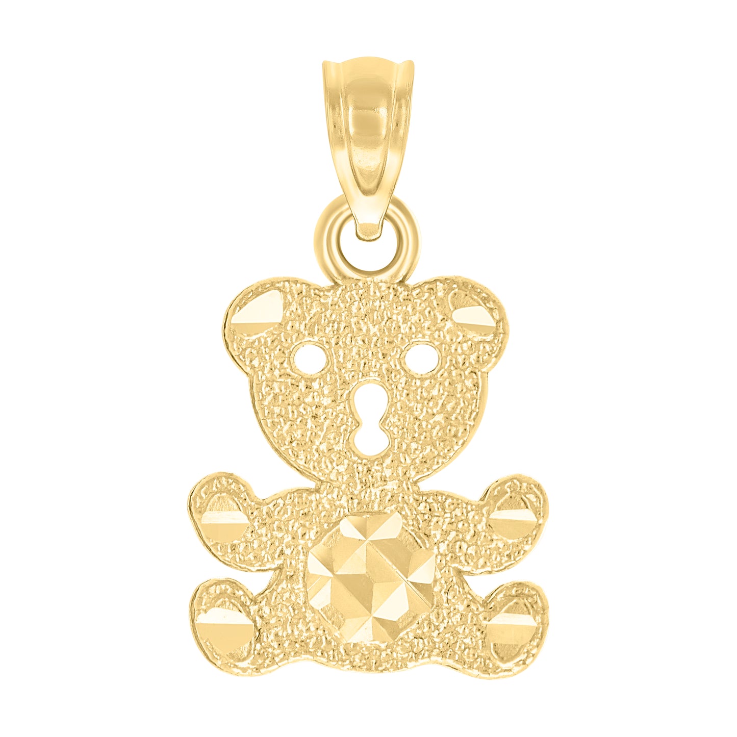 10k Yellow Gold Womens Textured Teddy Bear Charm Pendant