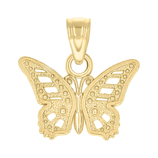 10k Yellow Gold Diamond Cut Womens Butterfly Animal Charm Pendant