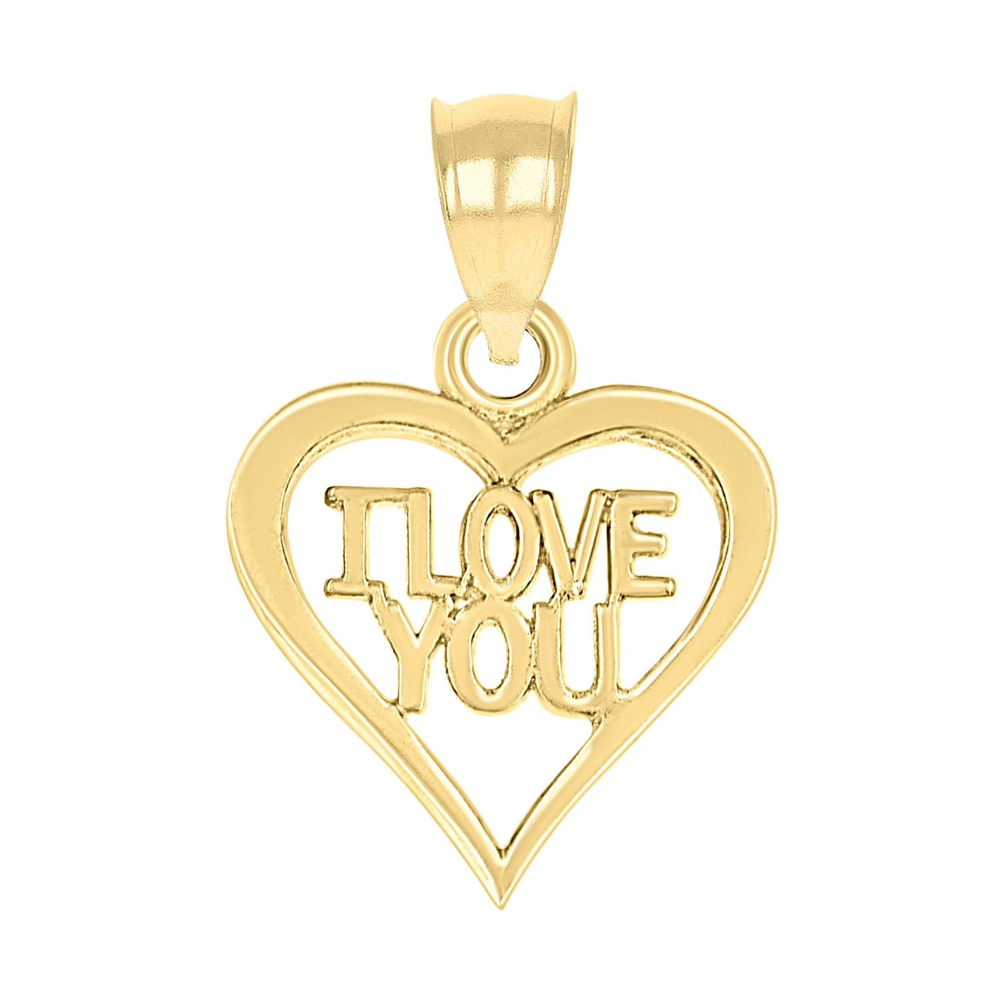10k Yellow Gold Womens I Love You Heart Charm Pendant