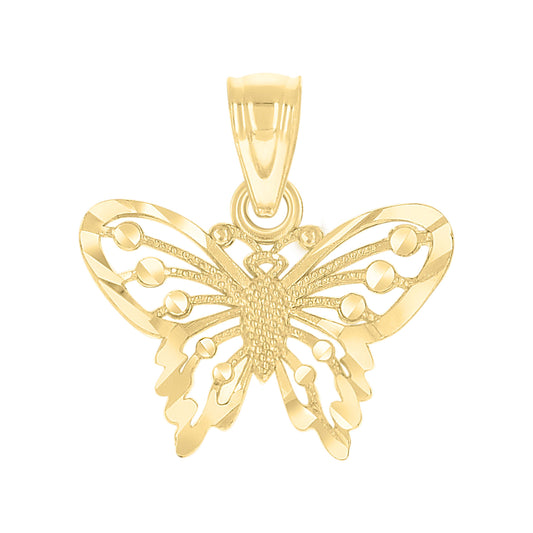 10k Yellow Gold Diamond Cut Womens Butterfly Animal Charm Pendant