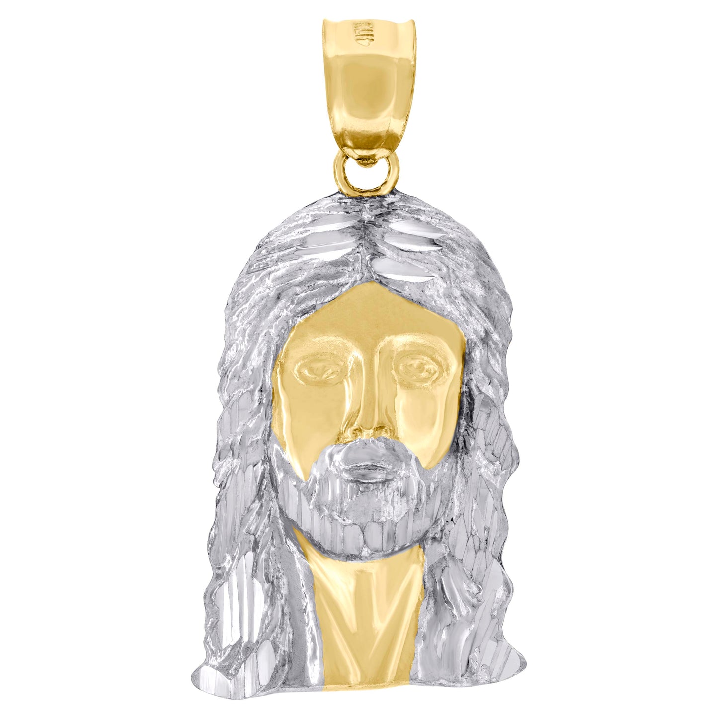 10kt Two-Tone Gold Mens Jesus Religious Charm Pendant