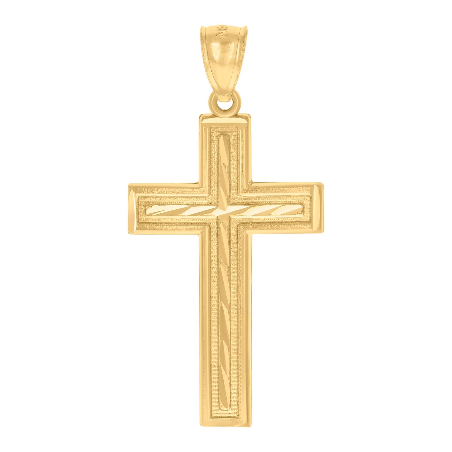 10kt Yellow Gold Diamond-Cut Mens Cross Religious Charm Pendant