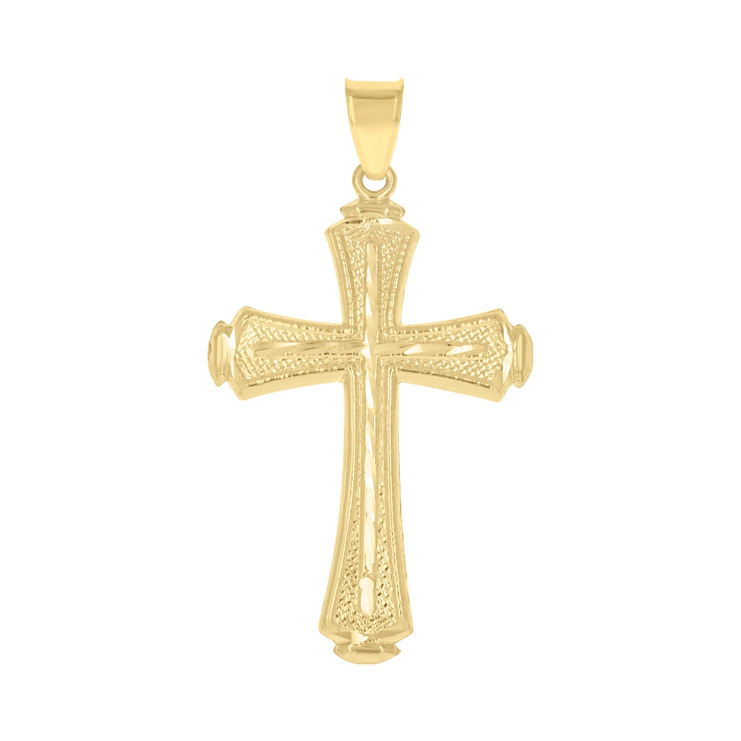 10kt Yellow Gold Mens Women Diamond-Cut Cross Religious Charm Pendant