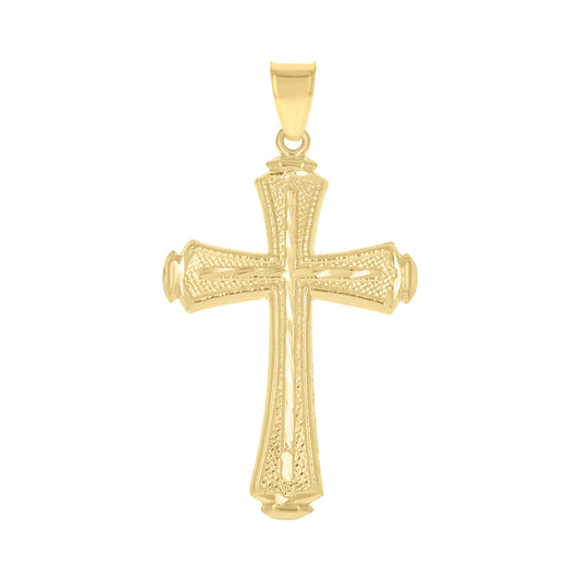 10kt Yellow Gold Mens Women Diamond-Cut Cross Religious Charm Pendant