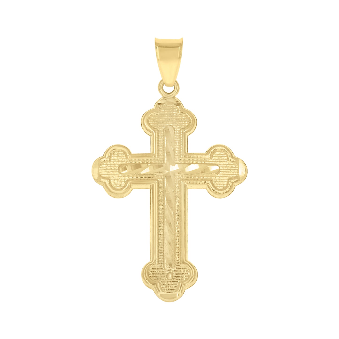 10kt Yellow Gold Diamond-Cut Mens Cross Religious Charm Pendant