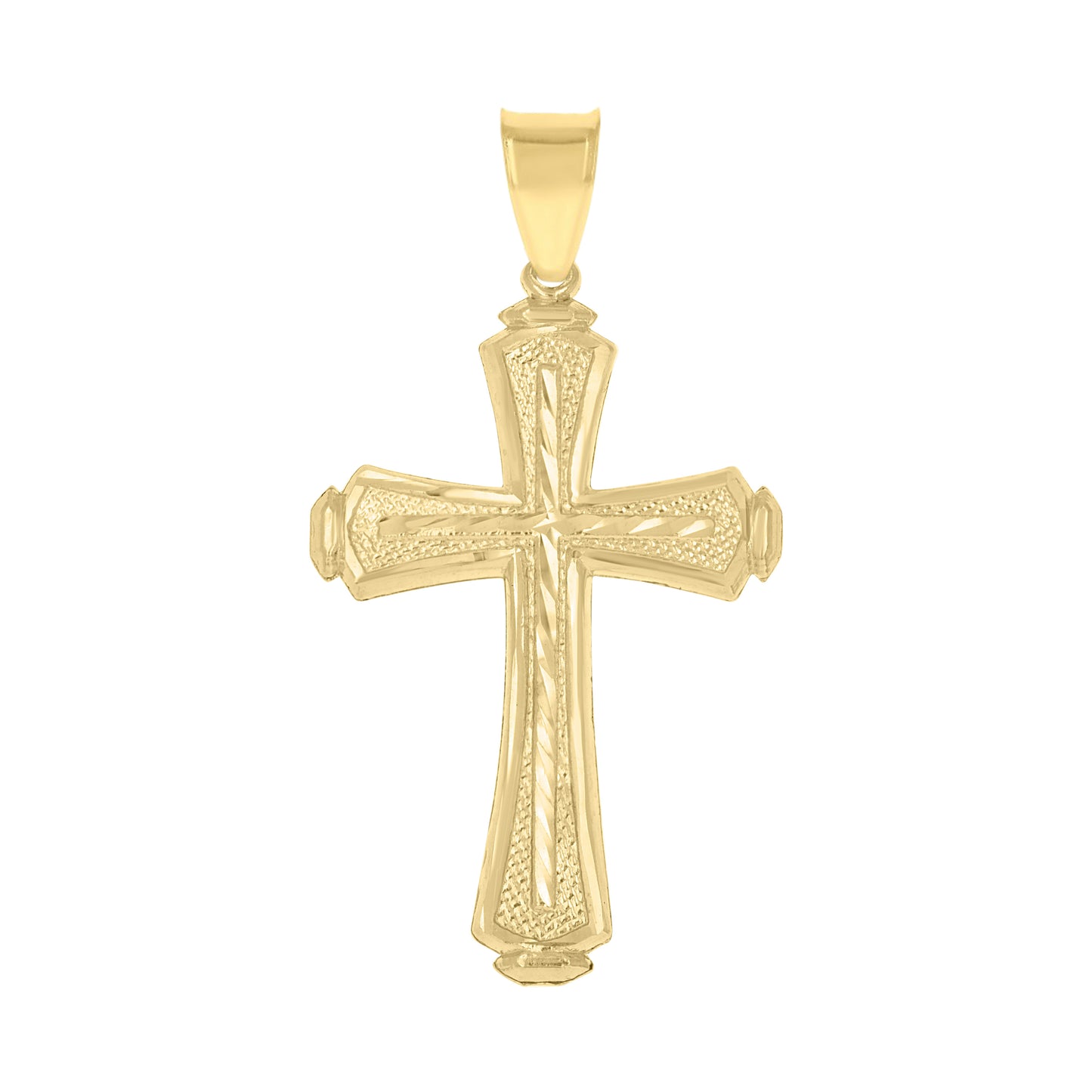10kt Yellow Gold Diamond-Cut Mens Cross Religious Charm Pendant