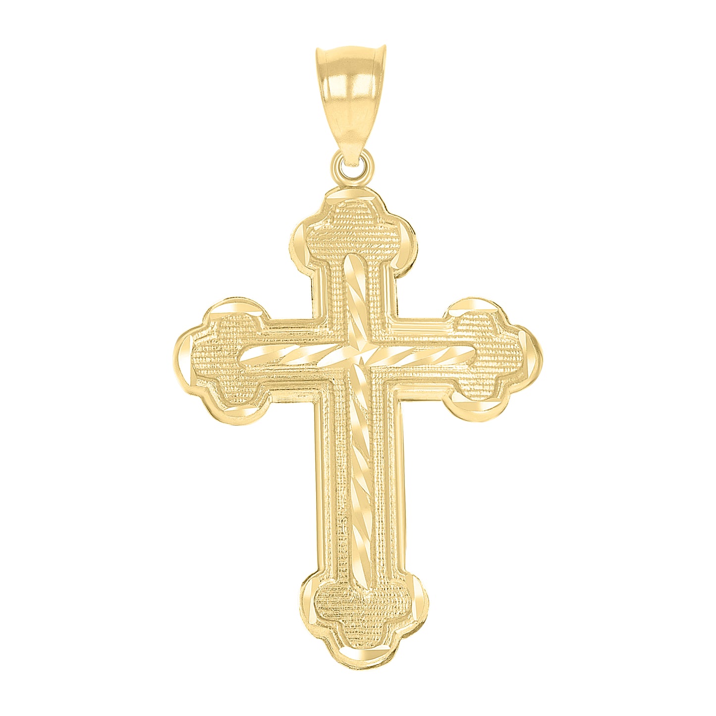 10k Yellow Gold Diamond Cut Mens Cross Religious Charm Pendant