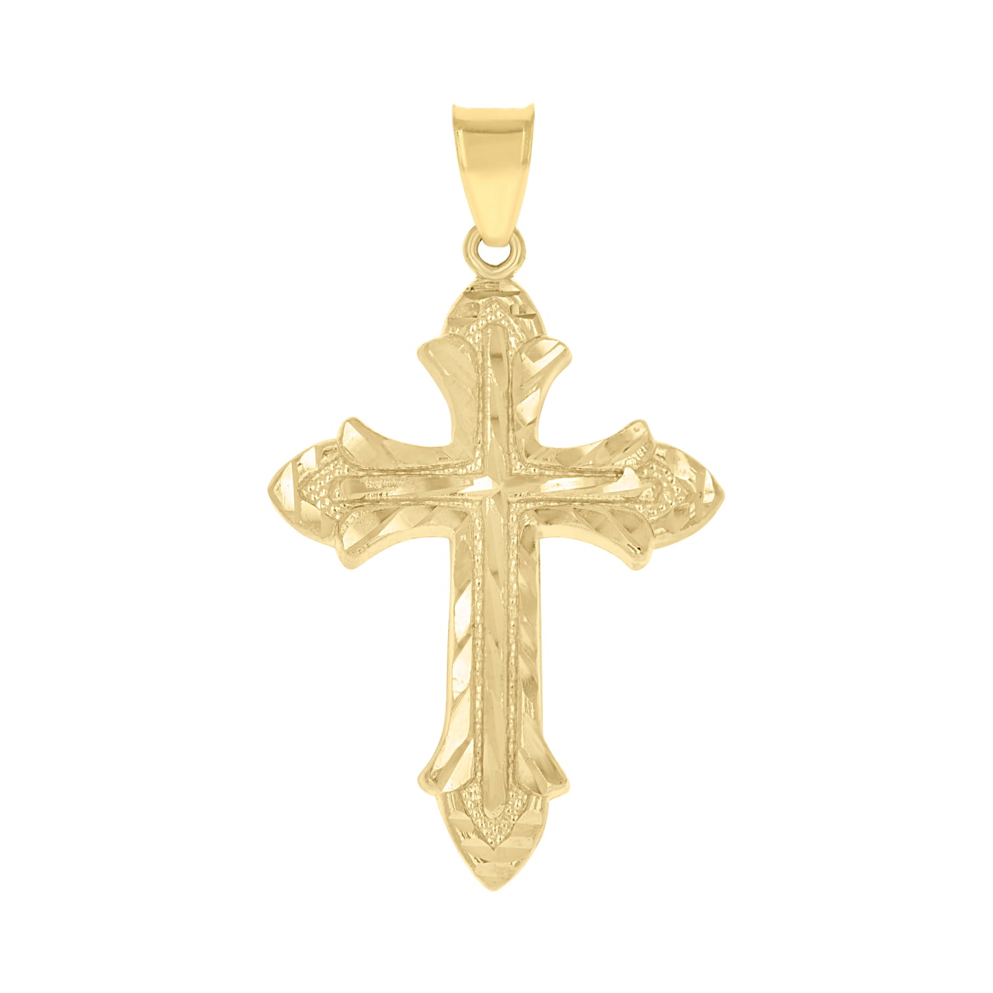 10kt Yellow Gold Diamond-Cut Mens Cross Religious Charm Pendant