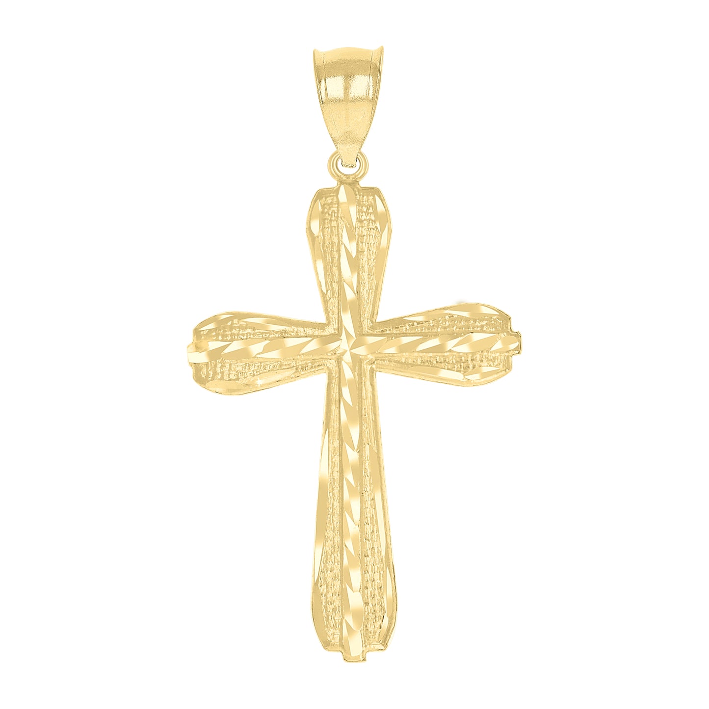 10kt Yellow Gold Mens Women Diamond-Cut Cross Religious Charm Pendant