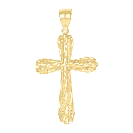 10kt Yellow Gold Mens Women Diamond-Cut Cross Religious Charm Pendant
