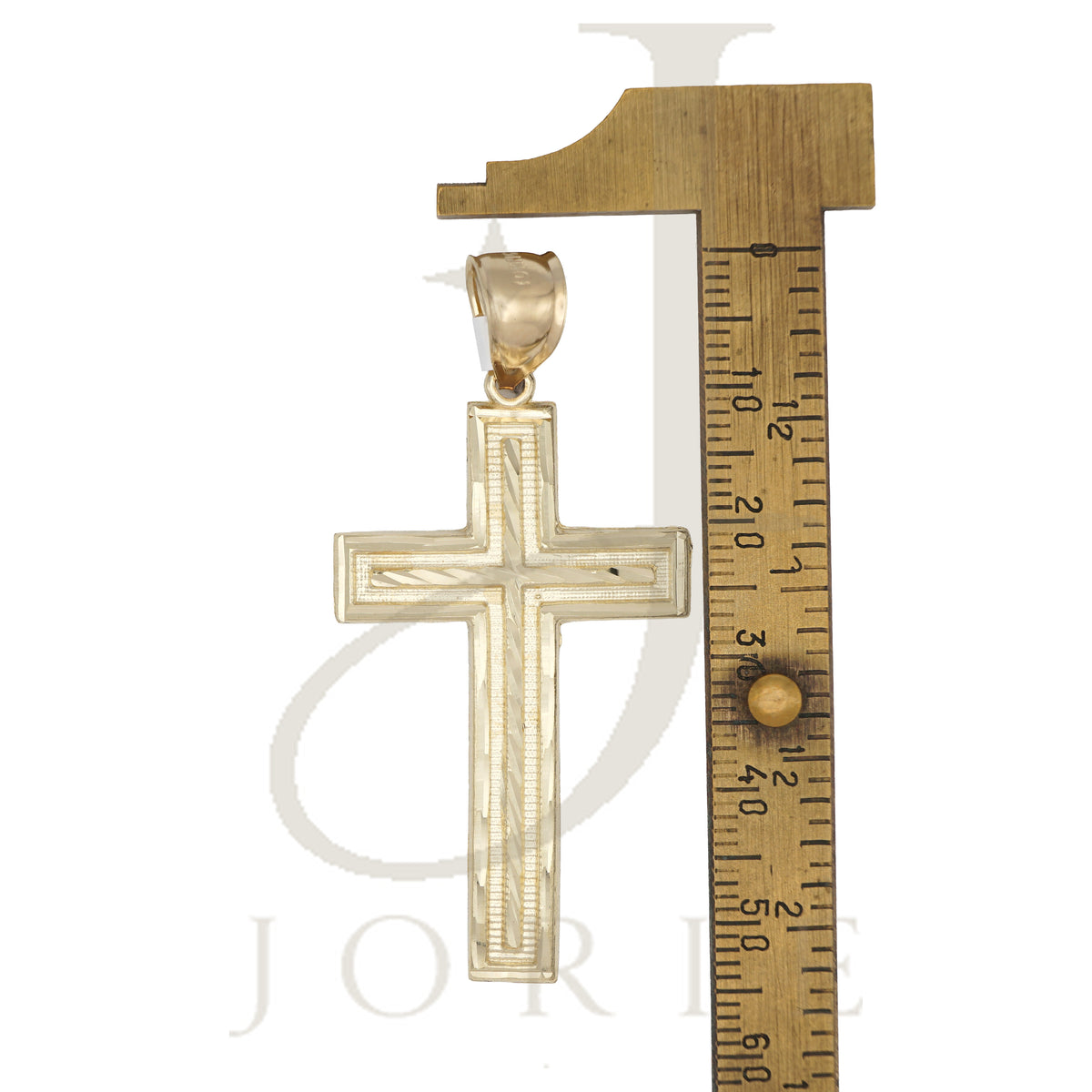 10k Yellow Gold Men Women Diamond-Cut Cross Religious Charm Pendant