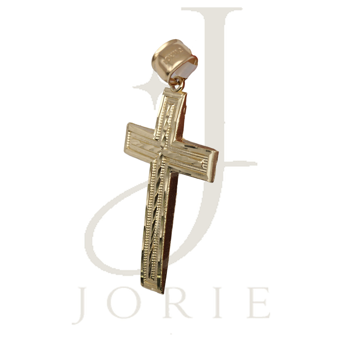 10k Yellow Gold Men Women Diamond-Cut Cross Religious Charm Pendant