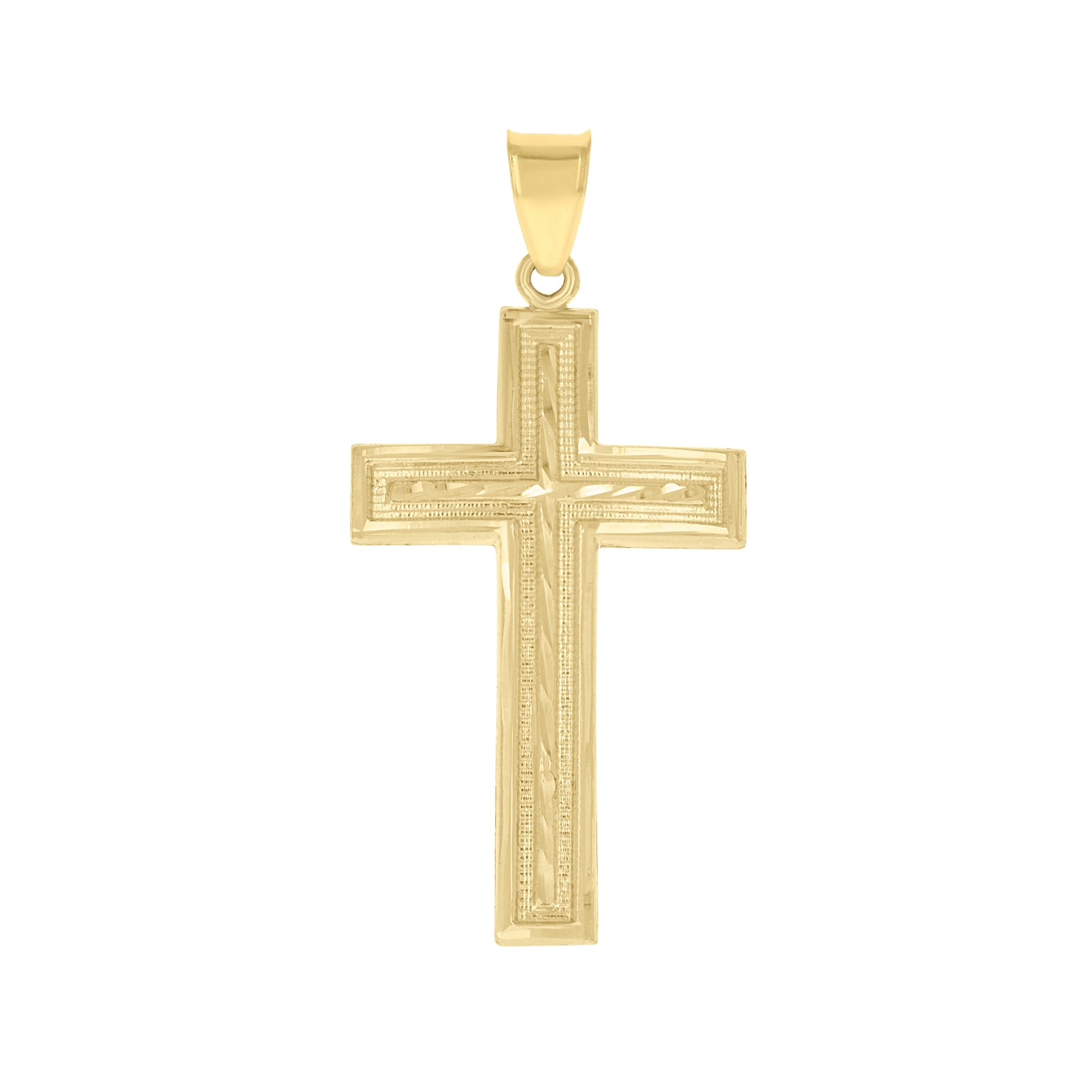 10kt Yellow Gold Mens Women Diamond-Cut Cross Religious Charm Pendant