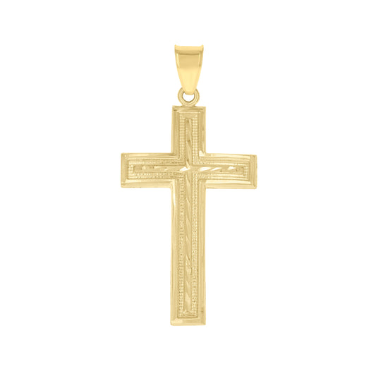 10kt Yellow Gold Mens Women Diamond-Cut Cross Religious Charm Pendant