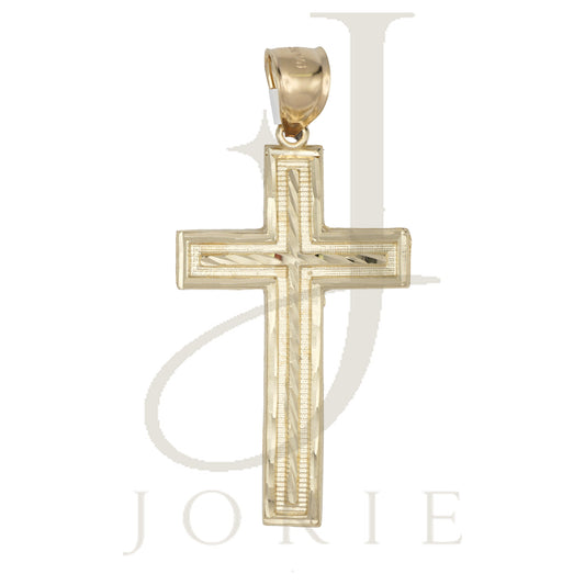 10k Yellow Gold Men Women Diamond-Cut Cross Religious Charm Pendant