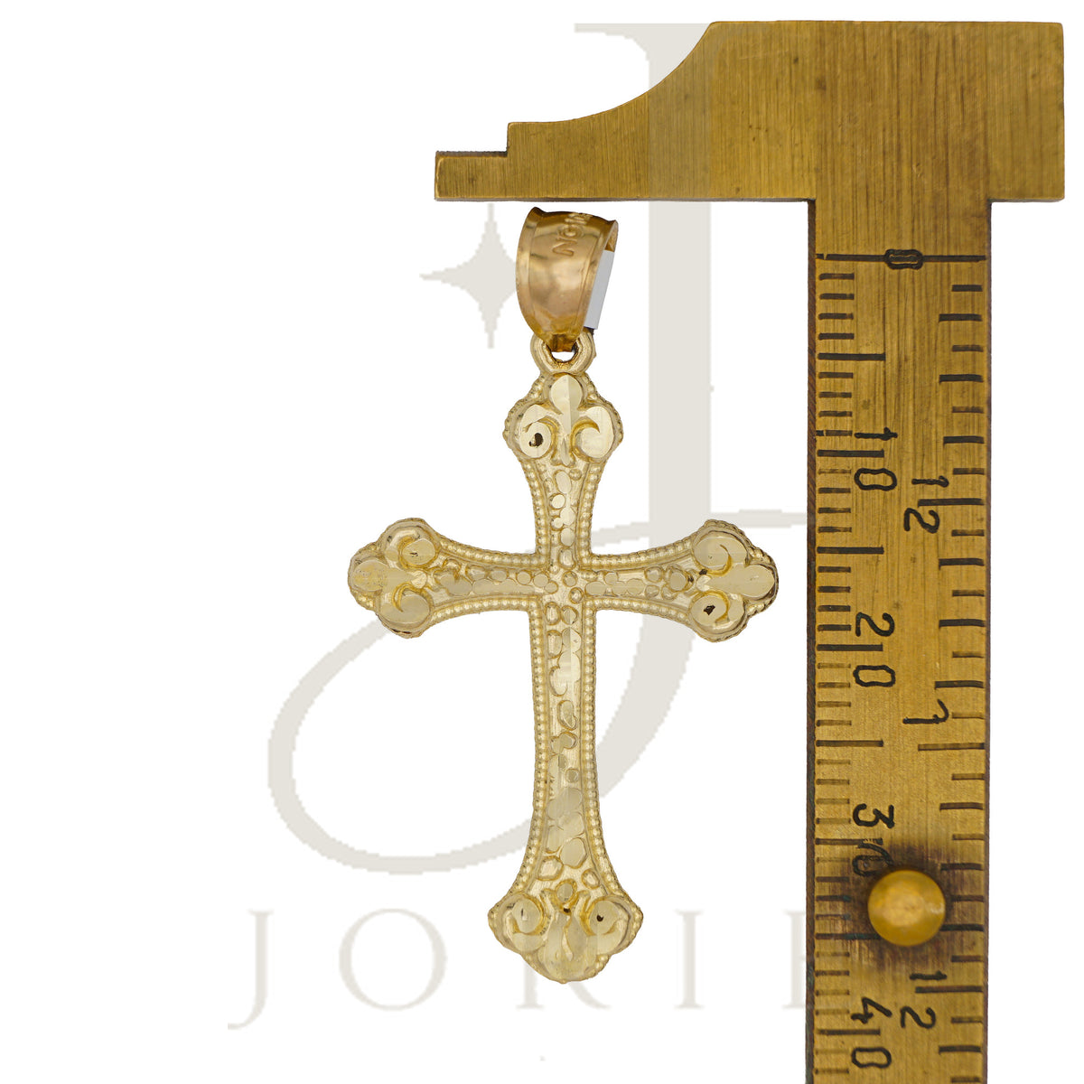 10k Yellow Gold Diamond-Cut Men Cross Religious Charm Pendant