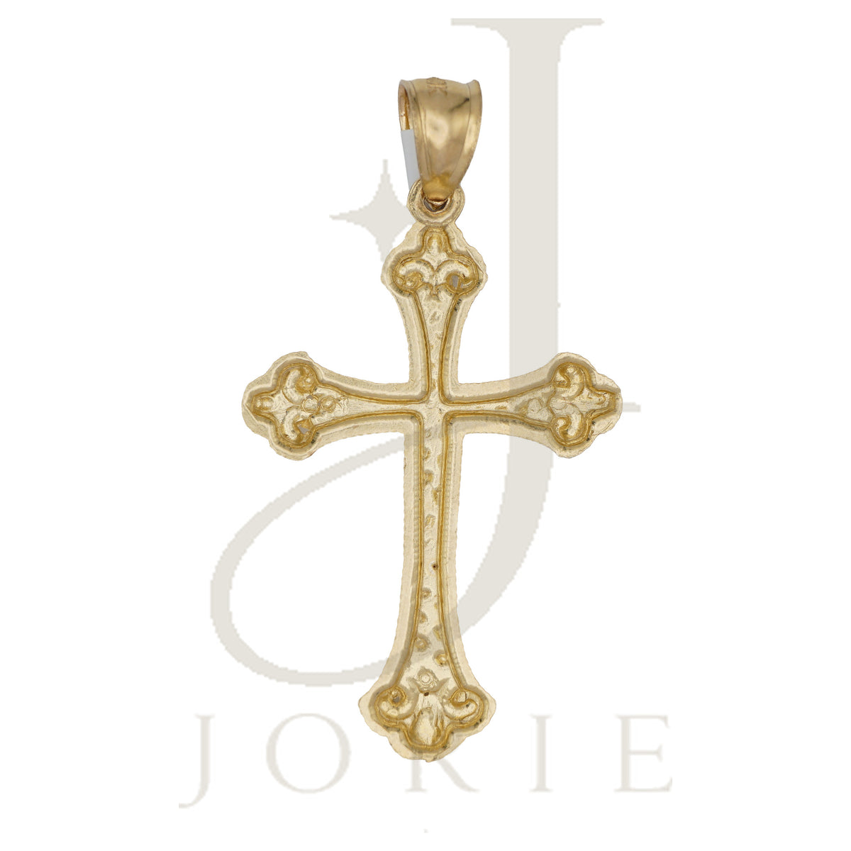 10k Yellow Gold Diamond-Cut Men Cross Religious Charm Pendant