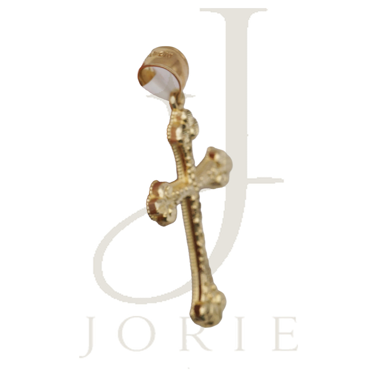 10k Yellow Gold Diamond-Cut Men Cross Religious Charm Pendant