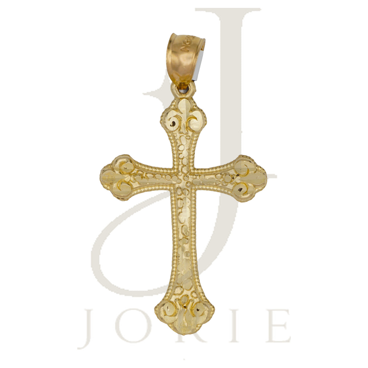 10k Yellow Gold Diamond-Cut Men Cross Religious Charm Pendant