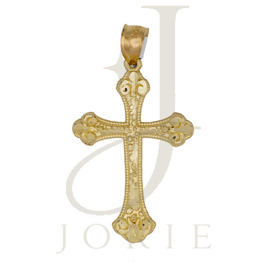 10k Yellow Gold Diamond-Cut Men Cross Religious Charm Pendant