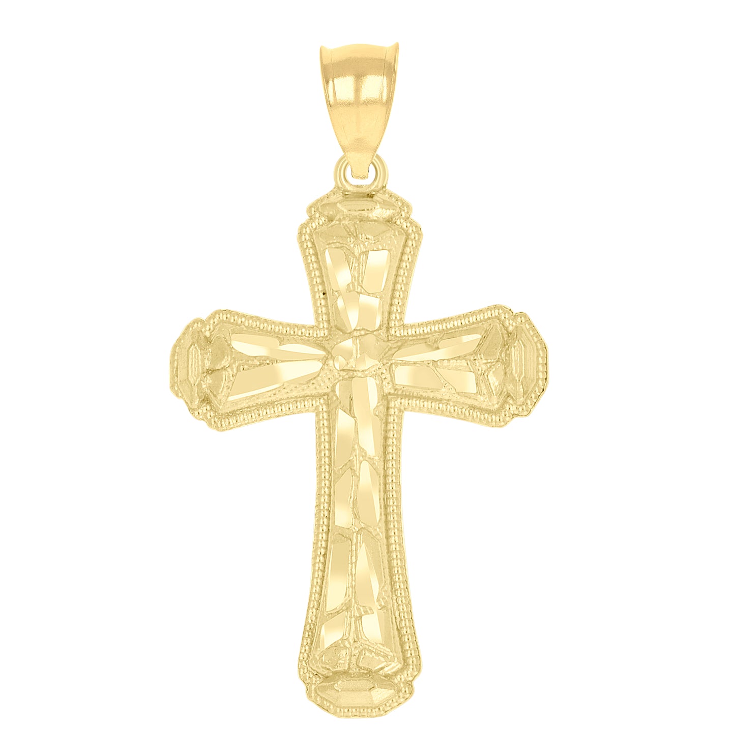 10kt Yellow Gold Diamond-Cut Mens Cross Religious Charm Pendant