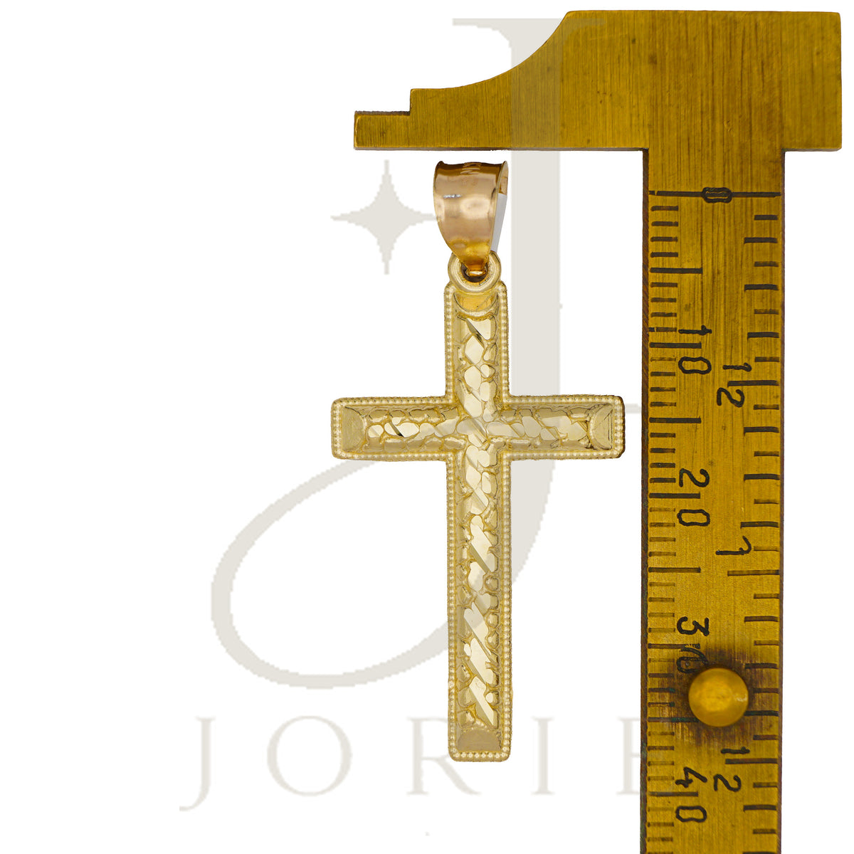 10k Yellow Gold Diamond-Cut Men Cross Religious Charm Pendant