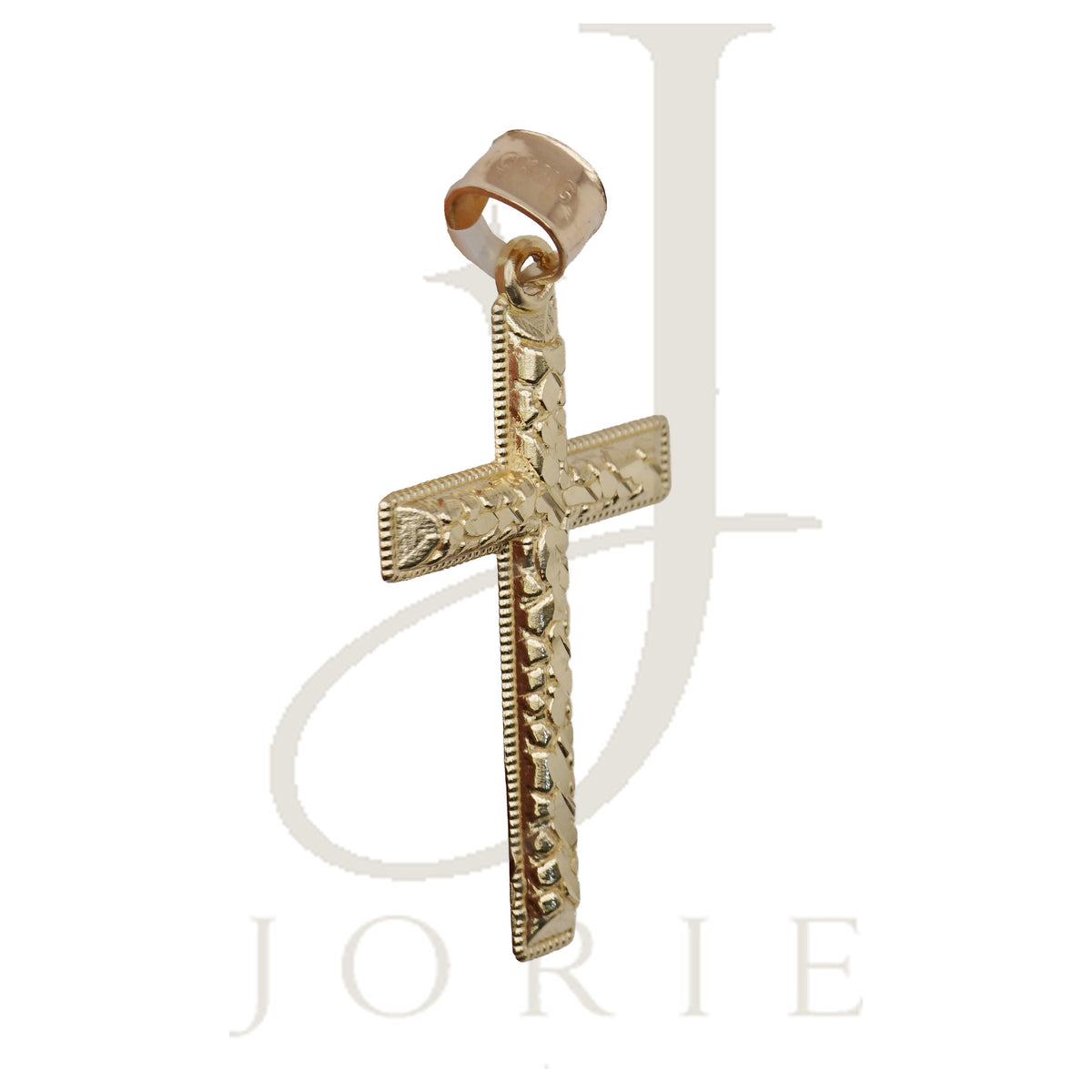 10k Yellow Gold Diamond-Cut Men Cross Religious Charm Pendant