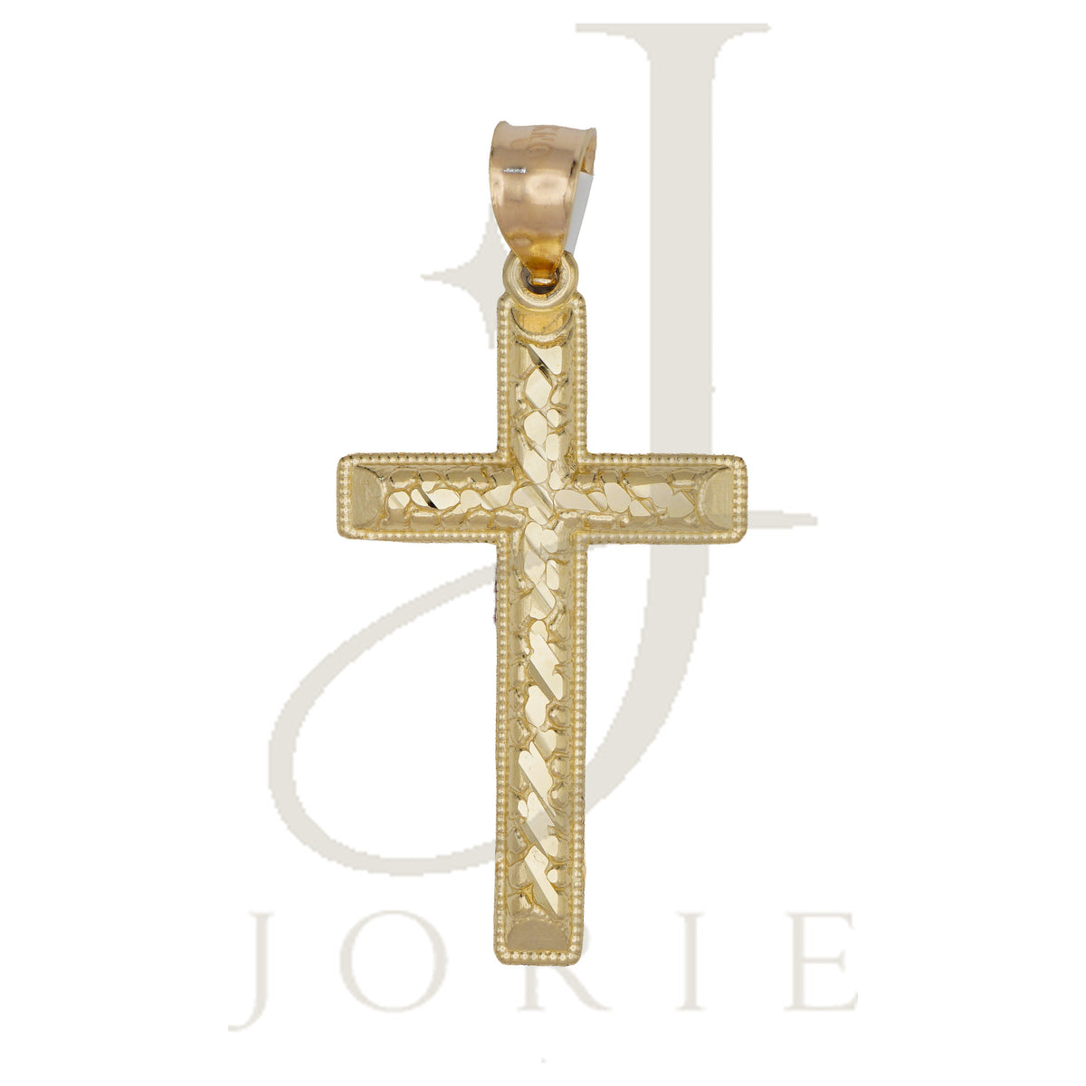 10k Yellow Gold Diamond-Cut Men Cross Religious Charm Pendant