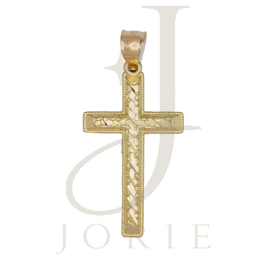 10k Yellow Gold Diamond-Cut Men Cross Religious Charm Pendant